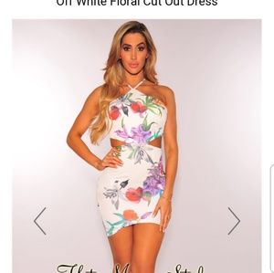 Off White Floral Cut Out Dress
